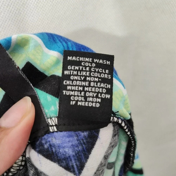 Ultra Flirt Blue Green Chevron Print Maxi Skirt Bodycon Women Size M Stretch - Picture 4 of 5